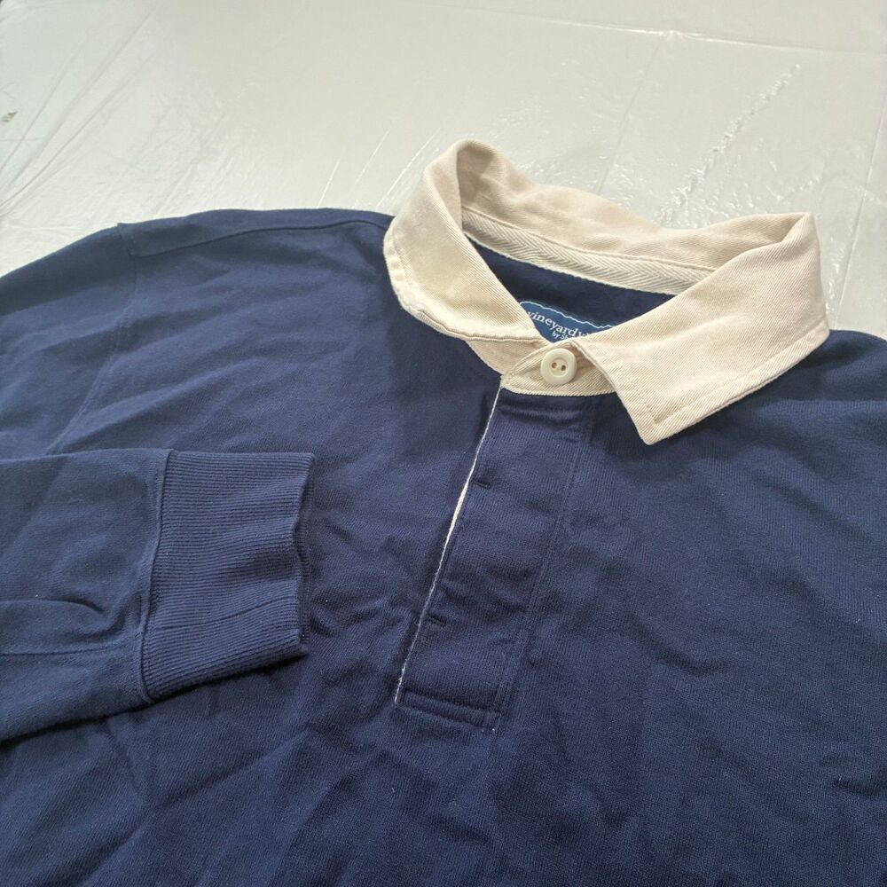 Vineyard Vines Rugby Shirt Men Medium Navy Blue Long Sleeve 98 Shep Ian